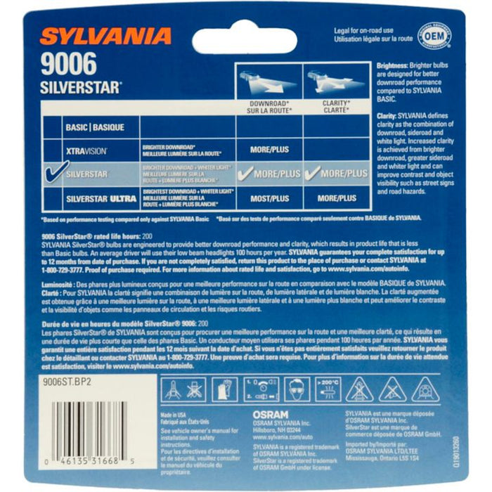 9006ST.BP2 9006 Sylvania SilverStar® Headlight Bulbs, 2-pk