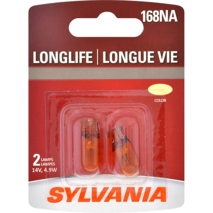 168NALL.BP2 168NA Amber Sylvania Long Life Mini Bulbs