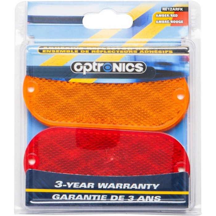 0203990 Optronics Oblong Reflectors, Red/Amber, 4-pk