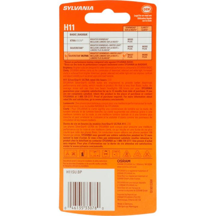 H11SU.BP H11 Sylvania SilverStar® ULTRA Headlight Bulb, 1-pk