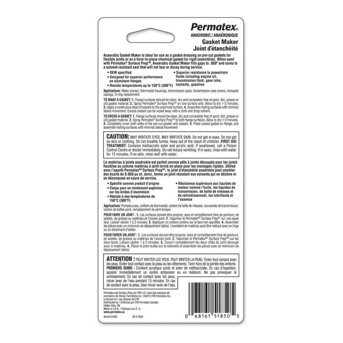 0382500 Permatex Anaerobic Gasket Maker, 50-mL