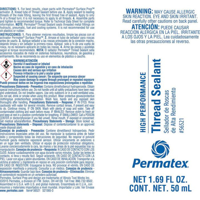 0382526 Permatex High Performance Thread Sealant, 50-mL