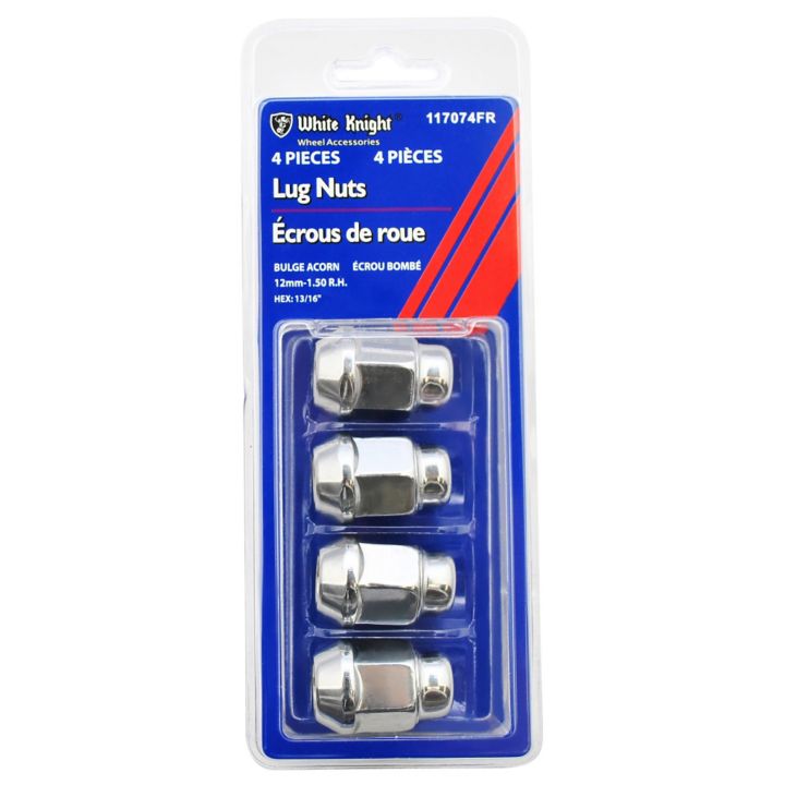117074FR White Knight 117074FR Bulge Acorn Lug Nuts, Chrome, 4-pk