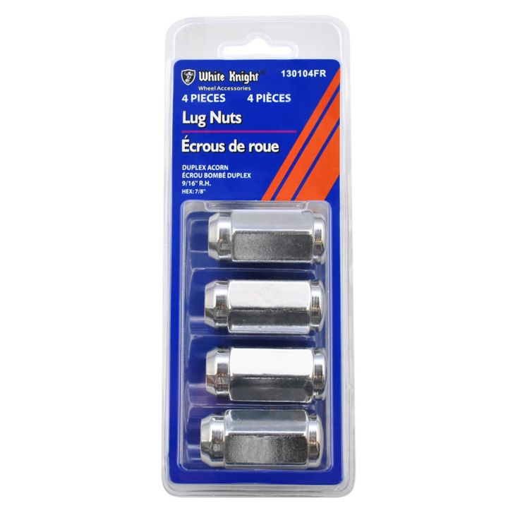 130104FR White Knight 130104FR Duplex Acorn Lug Nuts, Chrome, 4-pk